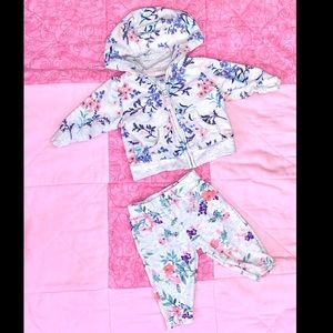 Grey Floral Jogger Suit 🌸